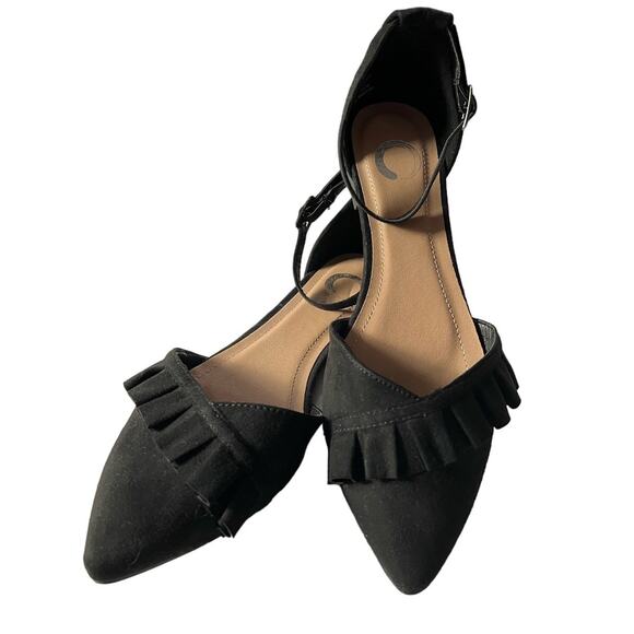 Journee Collection Lazae D'Orsay Black Ruffle Flats Womens Size 8 - Picture 1 of 7